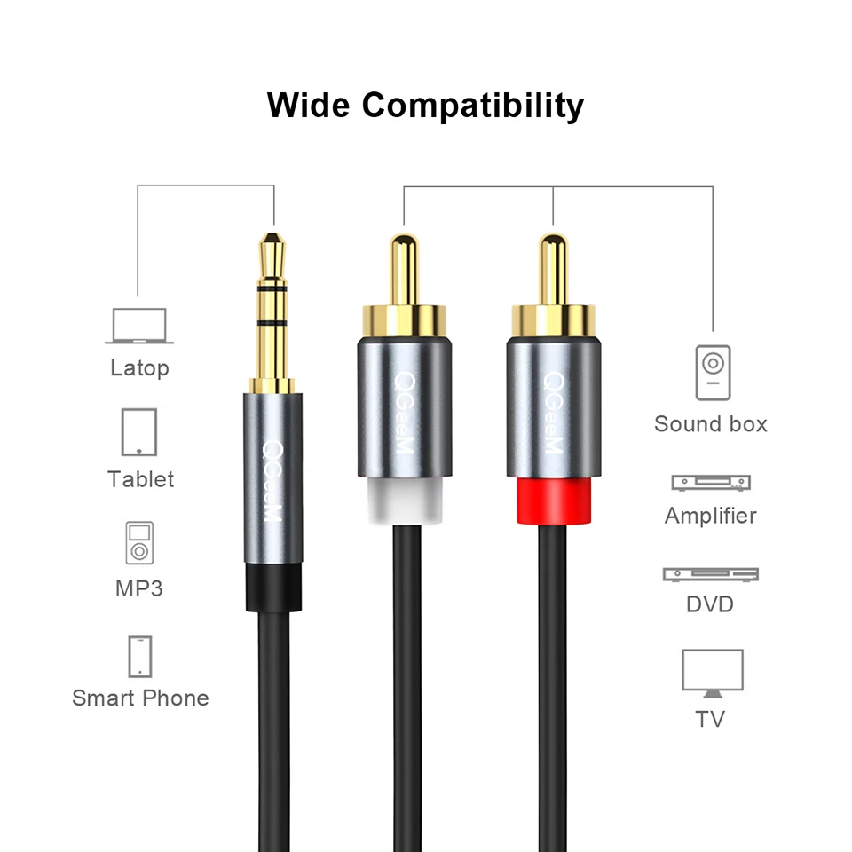 QGeeM RCA Cable 2RCA to 3.5 Au - Home Cinema Tv review and price