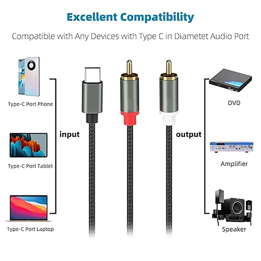 USB C to 2 RCA Audio Cable, Ty - Audio Home Cinema review and price