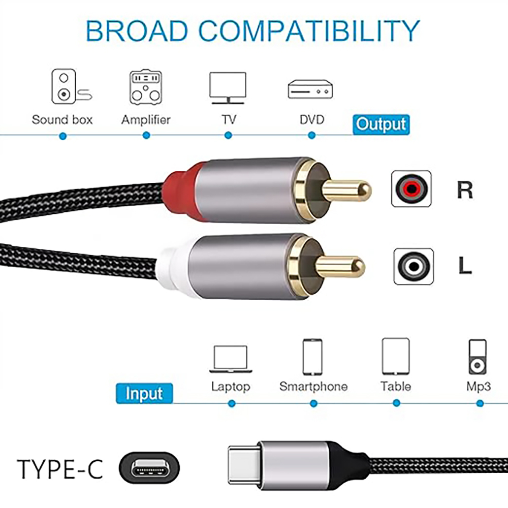 USB C to 2 RCA Audio Cable, Ty - Audio Home Cinema review and price